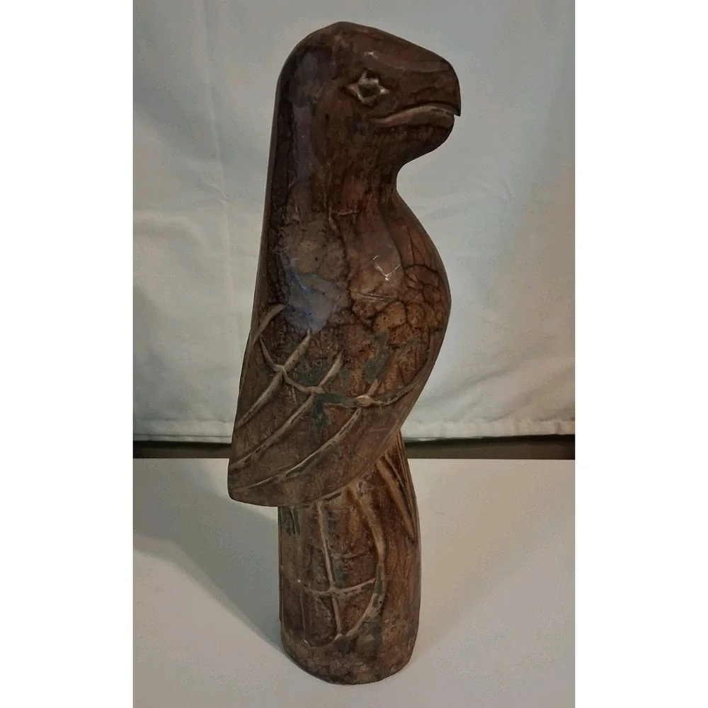 Vtg Hand Carved Wooden Parrot Made Of Wood 13.5 Inches Tall